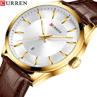 Đồng Hồ Quartz Curren Chống Thấm Nước Với Dây Đeo Da Mạ Vàng Sang Trọng