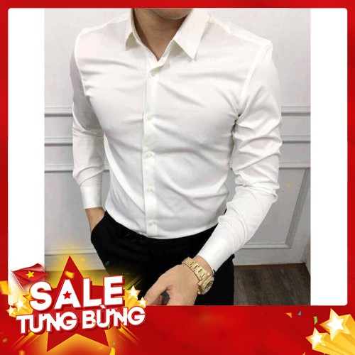Sơ Mi Nam Trắng Đẹp, Áo Sơ Mi Thời Trang Nam Cao Cấp Trắng, đen, chất lụa, công sở, hàng hiệu - Hàng nhập khẩu