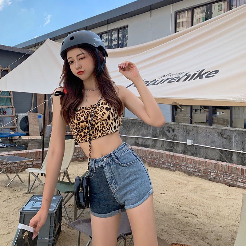 Quần Short Denim Lưng Cao Thời Trang Hàn Quốc Quyến Rũ Cho Nữ