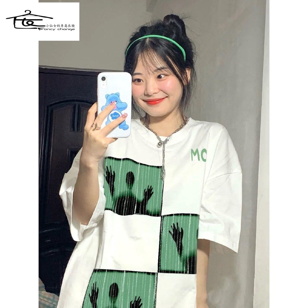 Áo Thun Tay Ngắn Dáng Rộng Chất Liệu Cotton 100% Thiết Kế Mới Thời Trang Mùa Hè Theo Phong Cách Hàn Quốc Cho Nữ