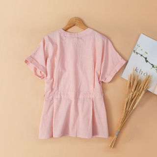 Áo kiểu rút eo KACHISA màu hồng pastel
