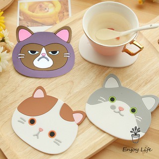 Đế lót ly silicon chịu nhiệt hình mèo dễ thương