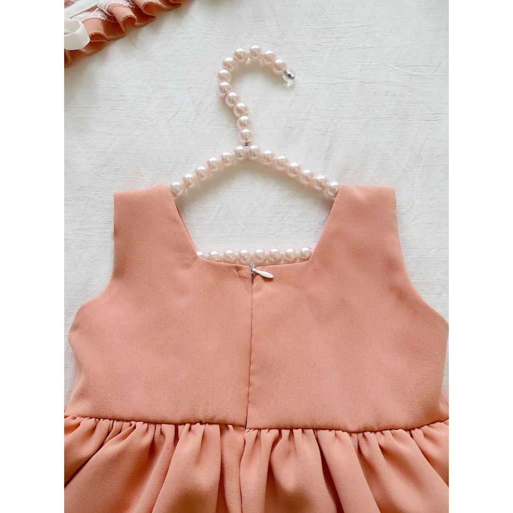 Đầm hầu gái cho bé đẹp❤️ FREESHIP ❤️ Váy trẻ em dáng dolly hồng nude chất đũi cotton size 5kg - 18kg