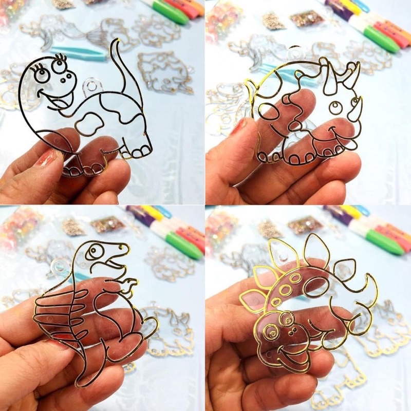 Đồ chơi thủ công tô màu bằng bút màu keo, tự làm móc khoá, đồ trang trí 3D Combo kèm màu/dụng cụ