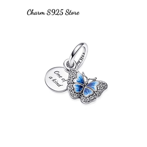 CHARM PAN ALE TREO BLUE BUTTERFLY BẠC S925 CAO CẤP