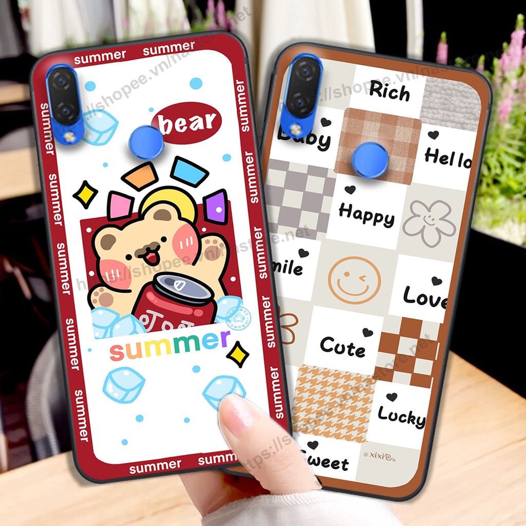 Ốp lưng Huawei Nova 3 / Nova 3E / Nova 3i trái tim hình gấu cute cá tính, giá rẻ, cực bền