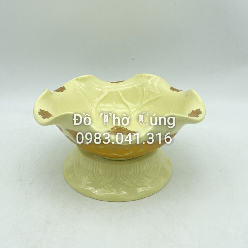 Bát Thả Hoa Màu Vàng Ánh Kim ,bát thả hoa ban thờ thần tài