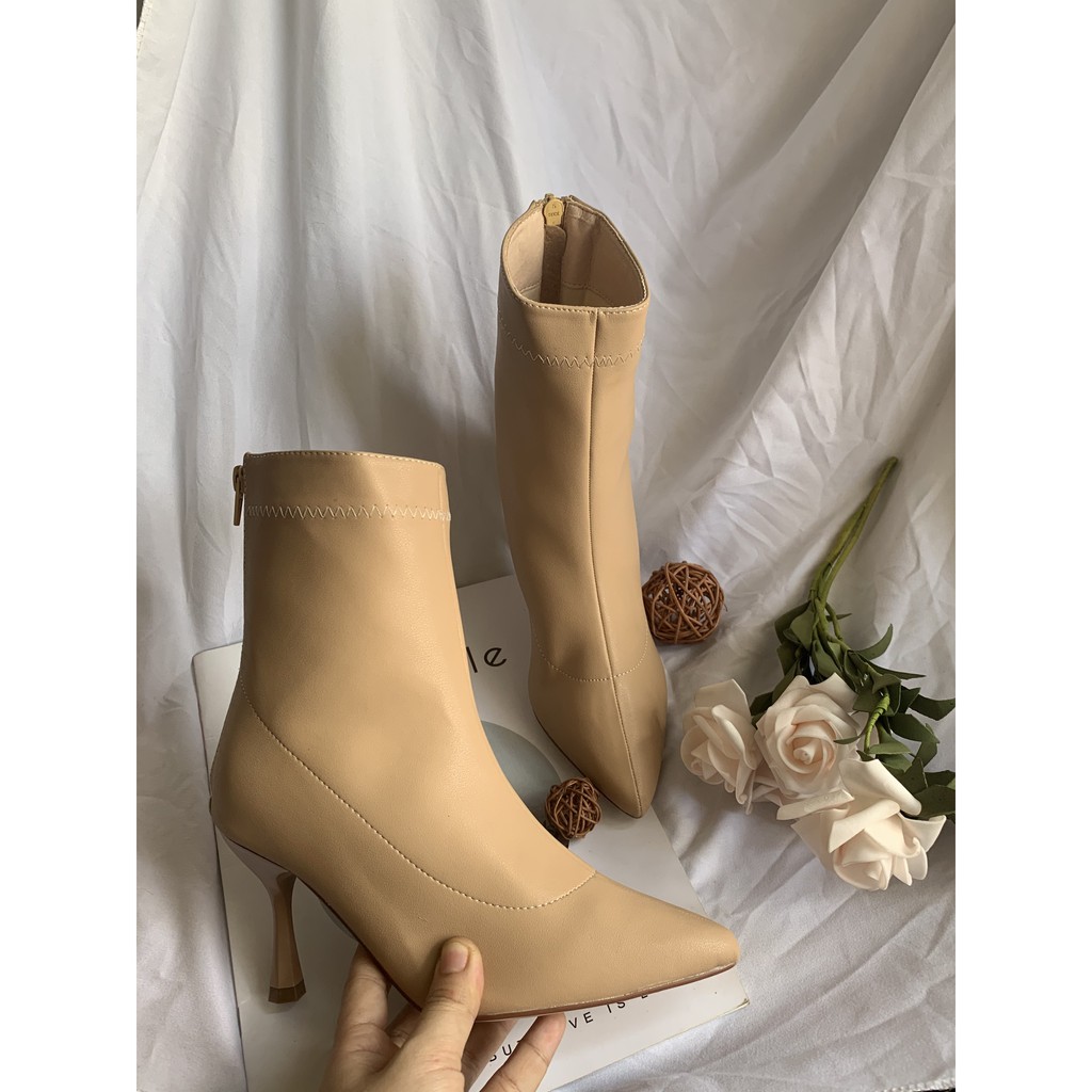 Giày boot nữ cổ cao gót mảnh cao cấp - Boot cao gót 8cm - Boot nữ da mềm gồm 3 màu - Boot cao cấp nữ - Linus LN228 | BigBuy360 - bigbuy360.vn