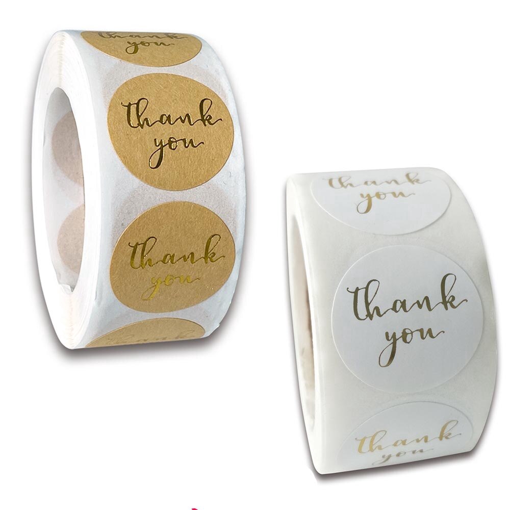 Cuộn 500 hình dán in chữ Thank You dùng cho trang trí dễ thương