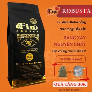 1kg, Cà phê rang xay, cà phê Robusta, đậm đà, thơm nồng từ FIN COFFEE đạt chứng nhận ATTP, cà phê rang xay nguyên chất.