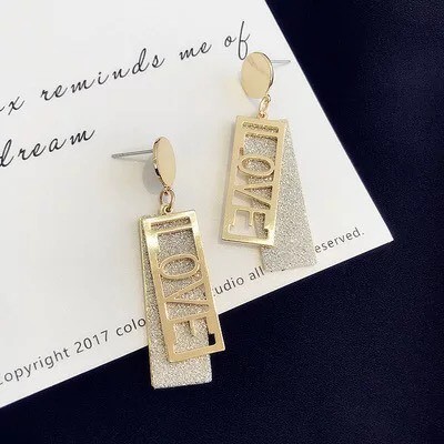 Bông tai Bạc 925 Phong Cách Hàn Quốc - CHỮ LOVE ĐỘC ĐÁO ( Cao Cấp )- ẢNH CHỤP THẬT