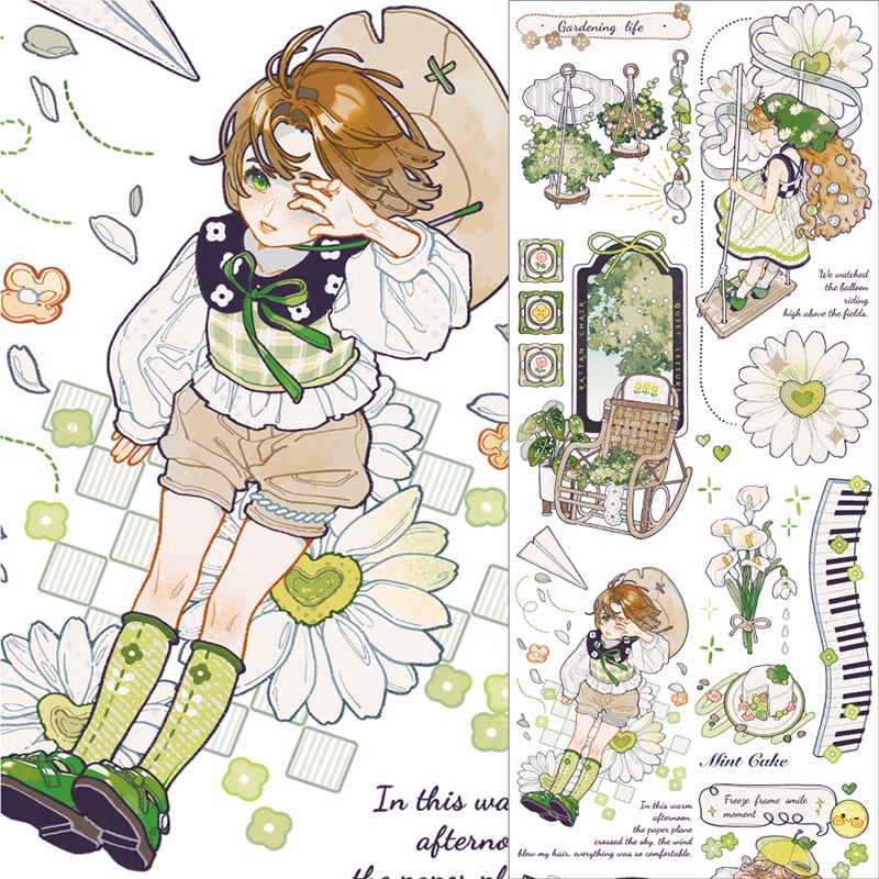 Đoạn chiết hình dán washi tape xanh lá
