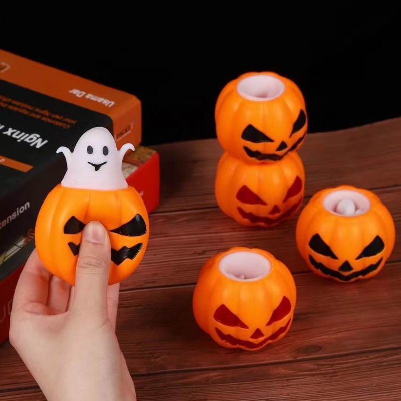 Đồ Chơi Bóp Mềm Hình Ma Bí Ngô Màu Sắc Ngẫu Nhiên Dùng Để Trang Trí Halloween
