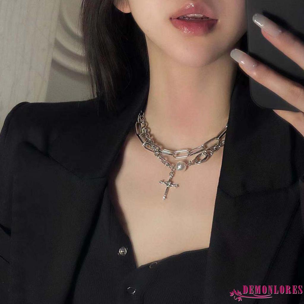 Vòng cổ hợp kim mặt hình thánh giá đính đá phong cách sang trọng cho nữ