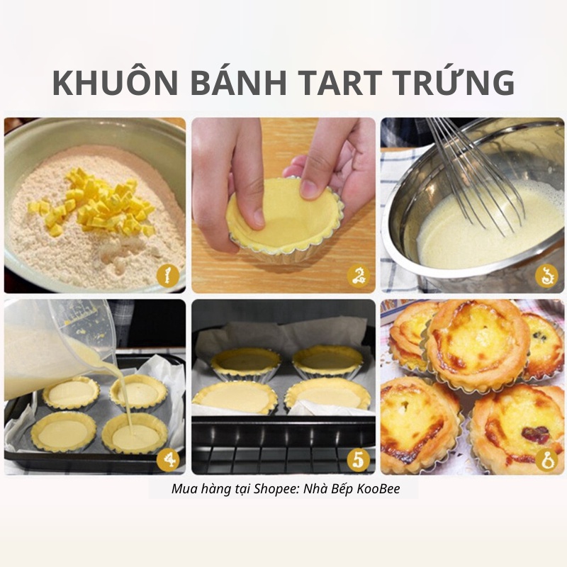 Combo 5 khuôn làm bánh tart trứng, nướng hàu, làm thạch truyền nhiệt tốt - Khuôn nướng bánh tái sử dụng nhiều lần
