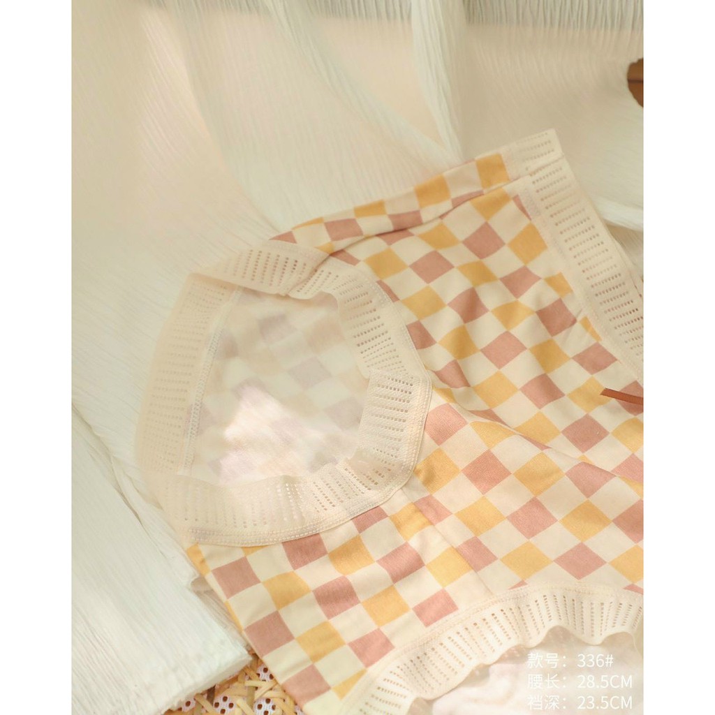 Quần Lót Nữ - Hộp 3 Quần Lót Chất Cotton Cao Cấp Kiểu Dáng Kẻ Caro Hàn Quốc Dễ Thương