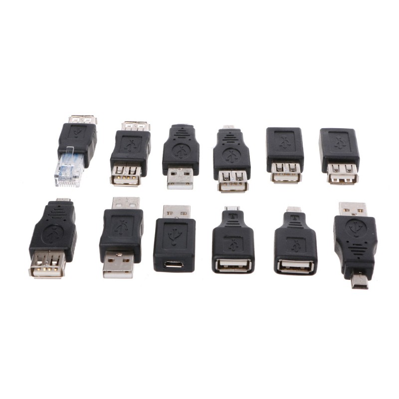 Set 12 Đầu Chuyển Đổi Otg Usb 2.0 A Male Sang Female Micro-B Mini-B