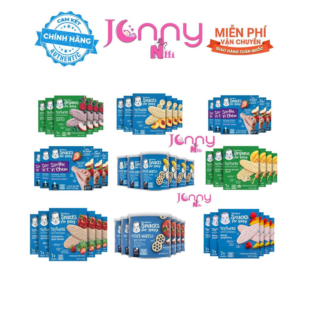 Bánh gạo ăn dặm hữu cơ Gerber hàng air Mỹ vị hoa quả dành cho bé tập nắm đồ và cảm nhận hoa quả giá rẻ
