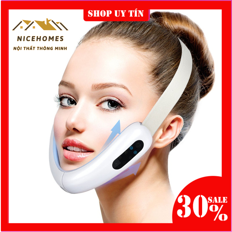 Đai nâng cơ mặt có đèn led photon massage  giúp nâng cơ tạo dáng chữ V chăm sóc da mặt