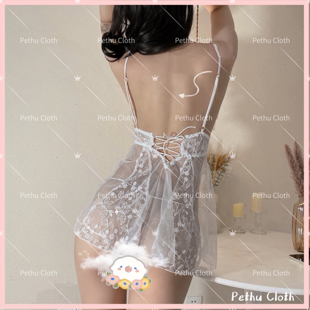 （Q1,HCM）Sexy Đồ Ngủ2 dây nữ ren phối xuyên thấu siêu gợi cảm 40-65kg---019