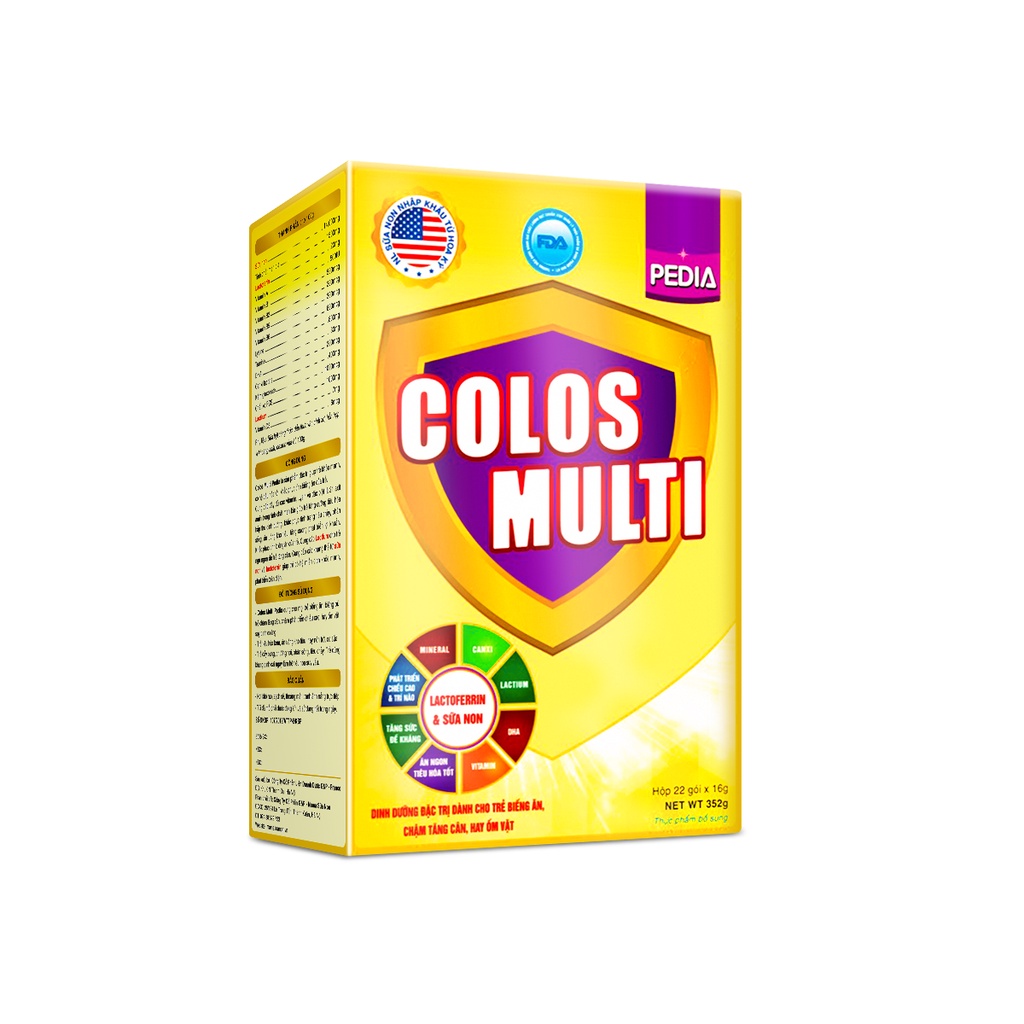 [COLOS03 -10% đơn 600K] Sữa bột Colosmulti Pedia hộp 22 gói x 16g chuyên biệt hỗ trợ giúp bé ăn ngoan