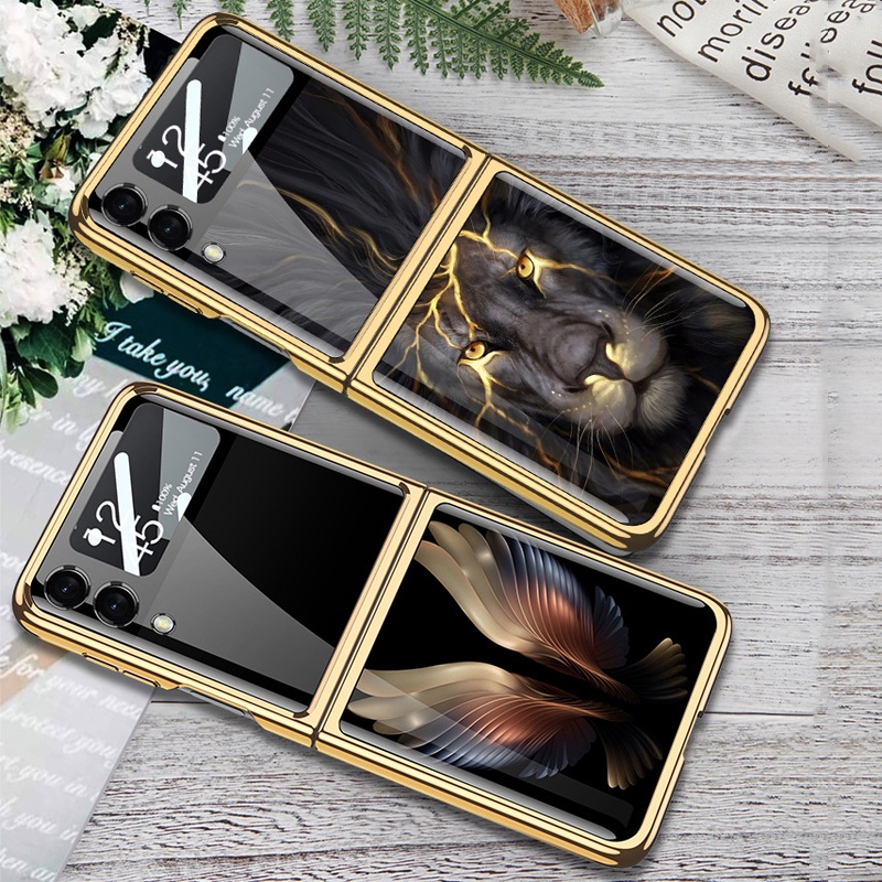 Ốp điện thoại kính cường lực in hình sang trọng cho SAMSUNG GALAXY Z FLIP 3 5G
