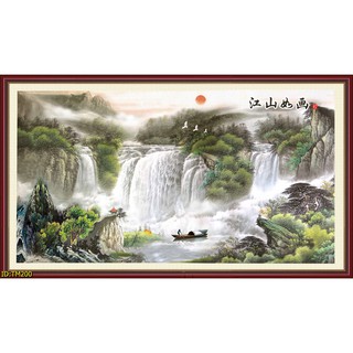 Tranh dán tường Tranh thủy mặc - làng quê yên bình(nhiều mẫu),Tranh dán tường 3d hiện đại (tích hợp sẵn keo)