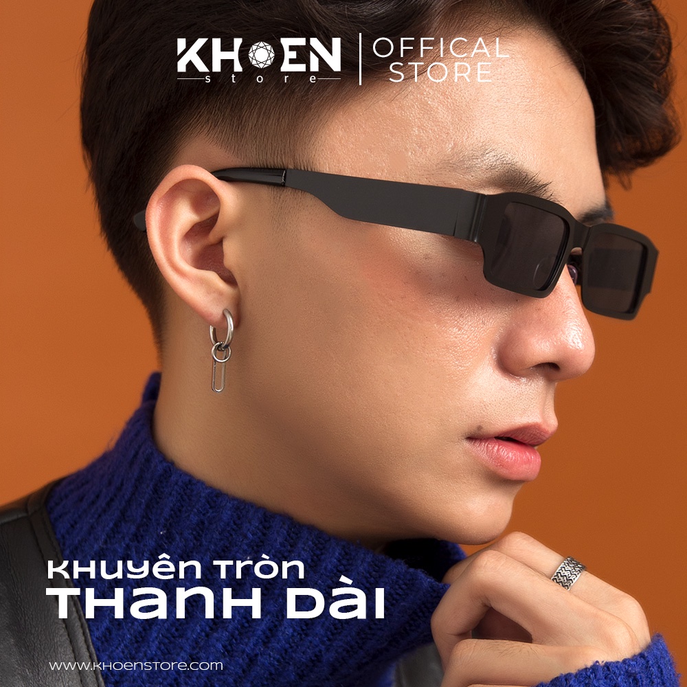 (1 Chiếc) Khuyên tròn thanh dài nam - Thép không gỉ - Khoen Store