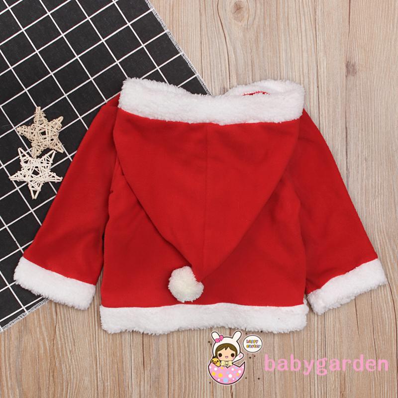 Áo khoác ông già noel tay dài khóa kéo có mũ trùm đầu cho bé 6 tháng - 5 tuổi