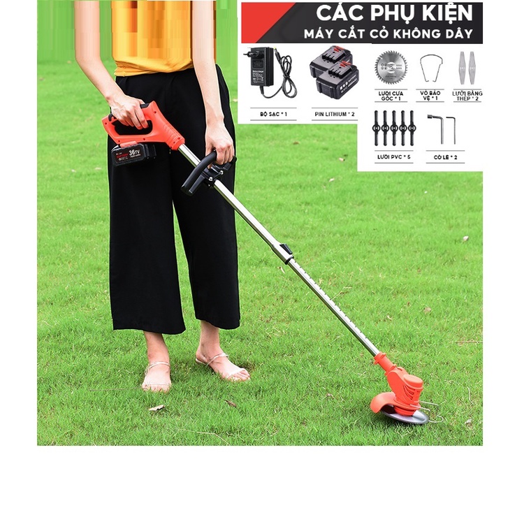 Máy cắt cỏ, Máy Tỉa cành cây cầm tay dùng pin siêu khỏe - tặng bộ 8 lưỡi cắt