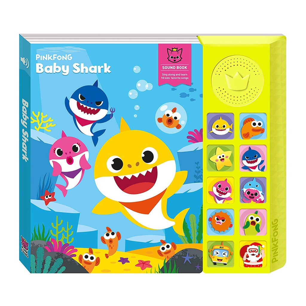 Sách âm thanh nhạc Baby Shark - 10 bài hát cho bé mẫu giáo từ sơ sinh, bé 1 tuổi, 2 tuổi, 3 tuổi, 4 tuổi, 5 tuổi, 6 tuổi