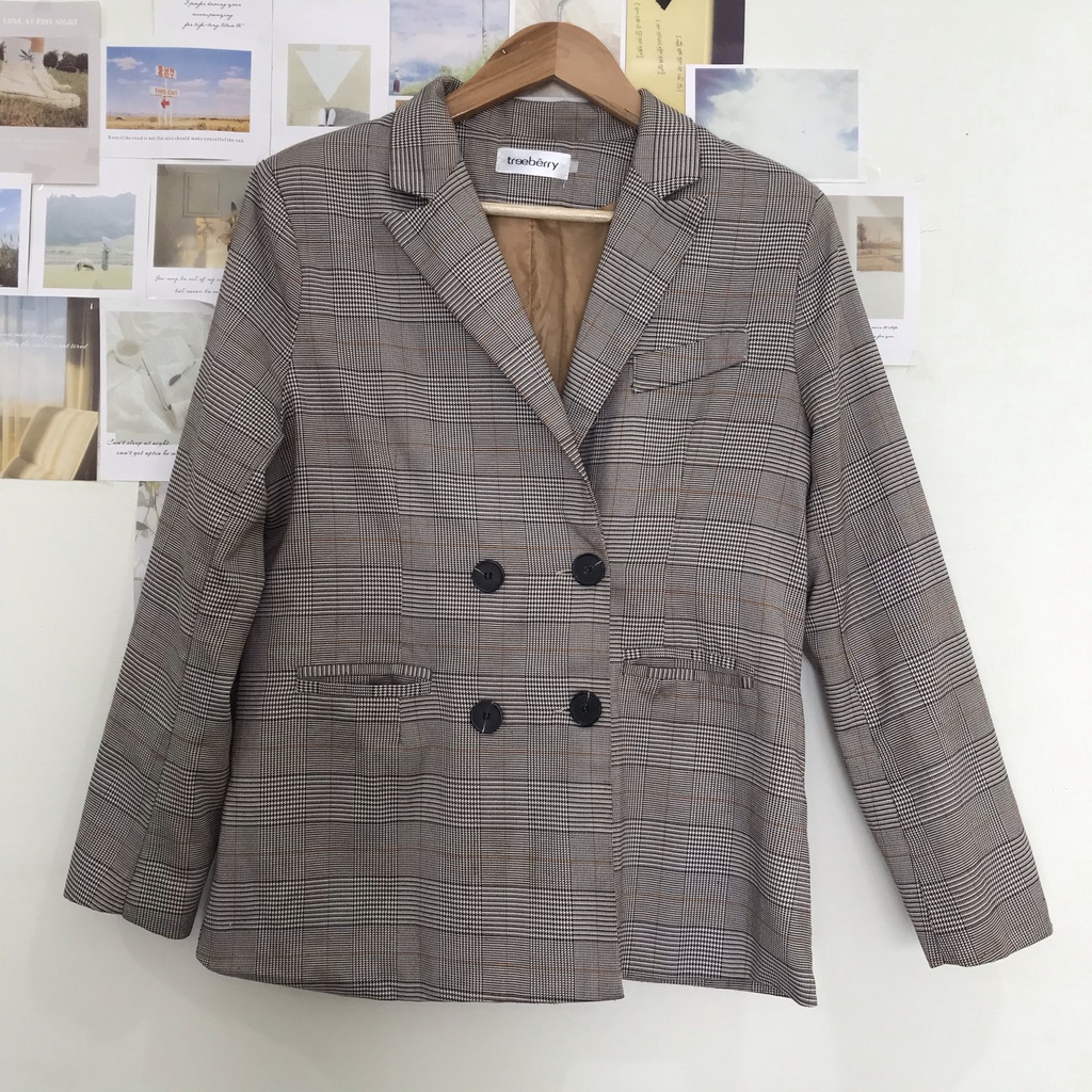 Áo khoác blazer kẻ 2 lớp sang xịn lịch sự cho nữ | BigBuy360 - bigbuy360.vn