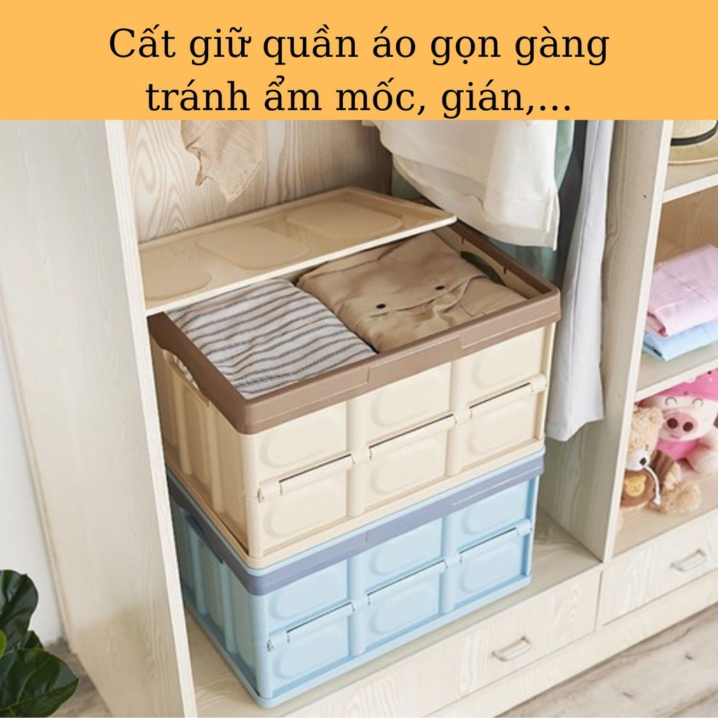 Thùng Nhựa Đựng Đồ Gấp Gọn Lưu Trư Quần Áo Đồ Chơi Hồ Sơ Đựng Đồ Trên Ô Tô