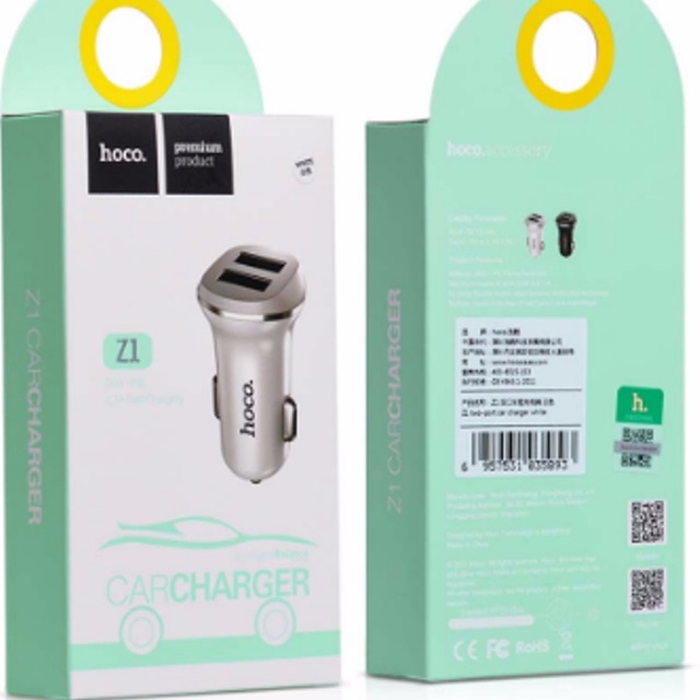 Củ sạc điện thoại trên oto 2 cổng sạc Hoco | BigBuy360 - bigbuy360.vn