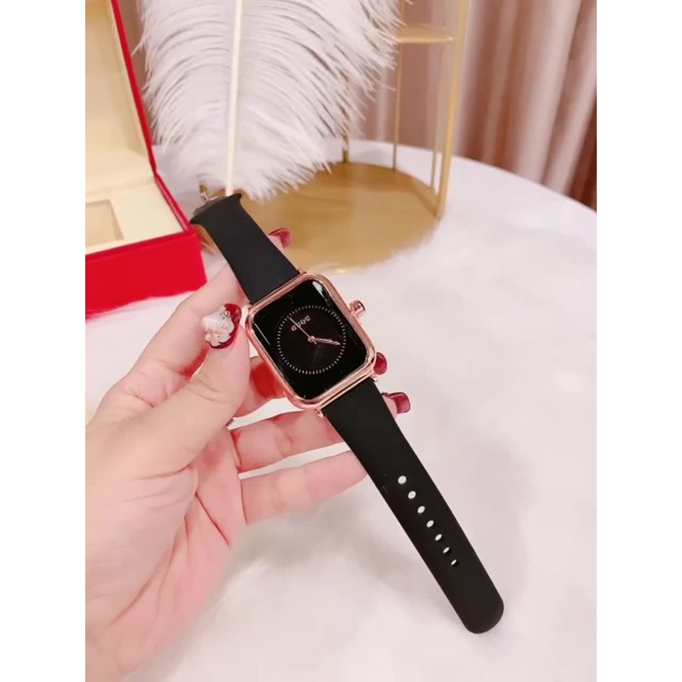 Đồng hồ nữ guou quai silicol mặt chữ nhật siêu hot 2021 bản dây aple donghonu (video ảnh thật) | BigBuy360 - bigbuy360.vn