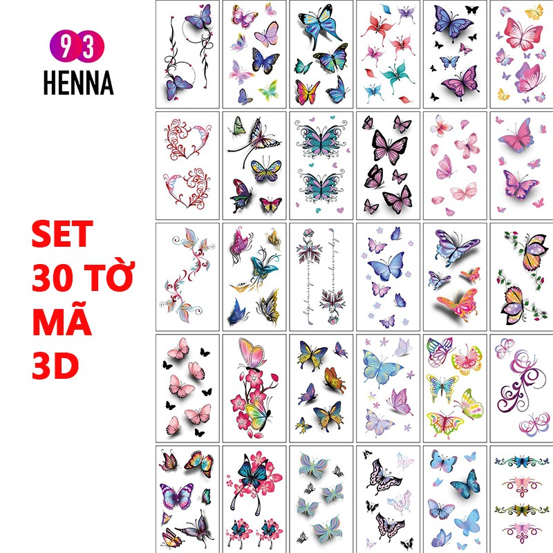 [Mã FAMARAL2 giảm 10K đơn 50K]HOT SALE Set 30 tấm xăm trống nước hình siêu đẹp mã 3D