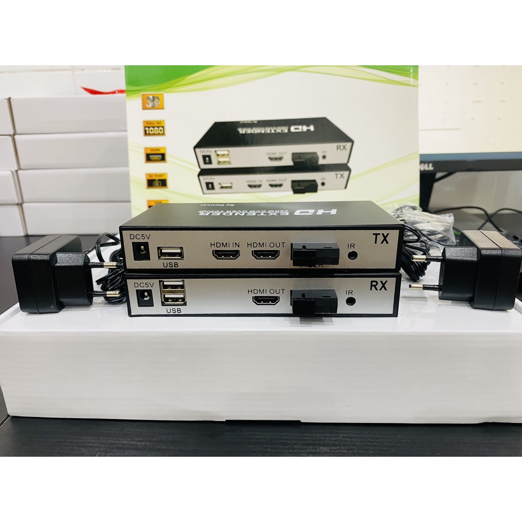 Bộ kéo dài tín hiệu HDMI qua cáp quang SC có USB 1080P 20Km