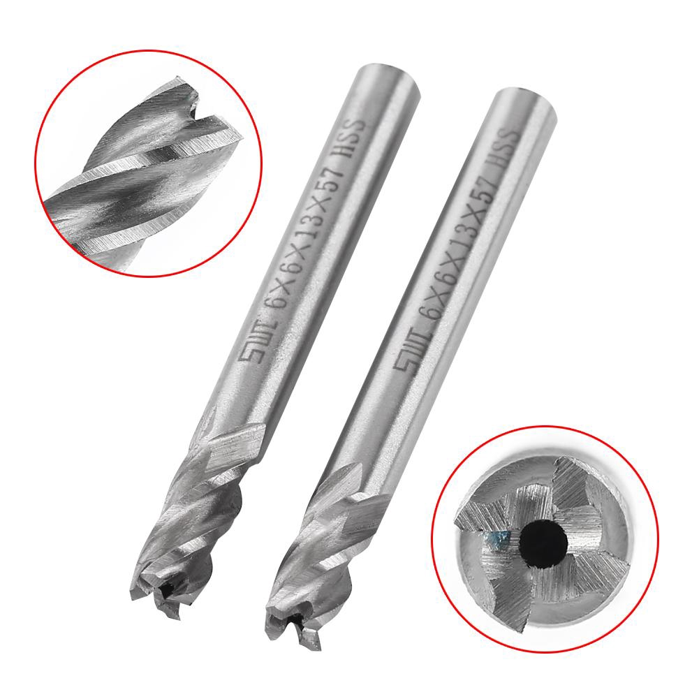 2 đầu mũi khoan HSS 6mm 4 rãnh dùng cho máy cắt/khắc