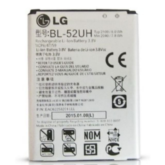 Pin LG L65/L70/D320/..(BL-52UH)hàng xịn bảo hành 6 tháng