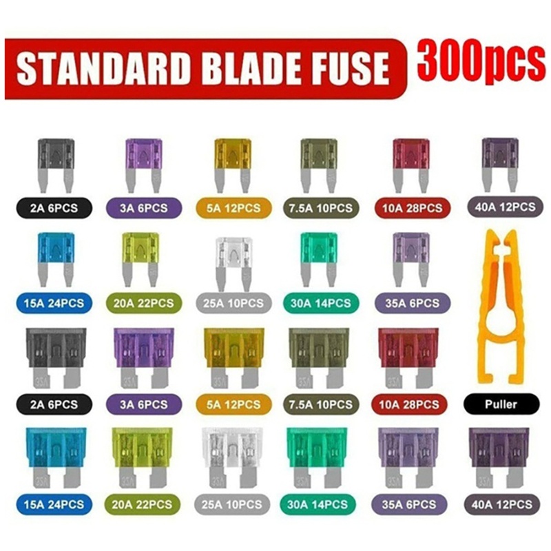 Set 300 / 220 Cầu Chì 5A 7.5A 10A 15A 20A 25A 30A Chuyên Dụng Cho Xe Hơi SUV