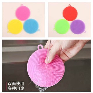 Miếng rửa bát silicon nhiều màu sắc hình tròn