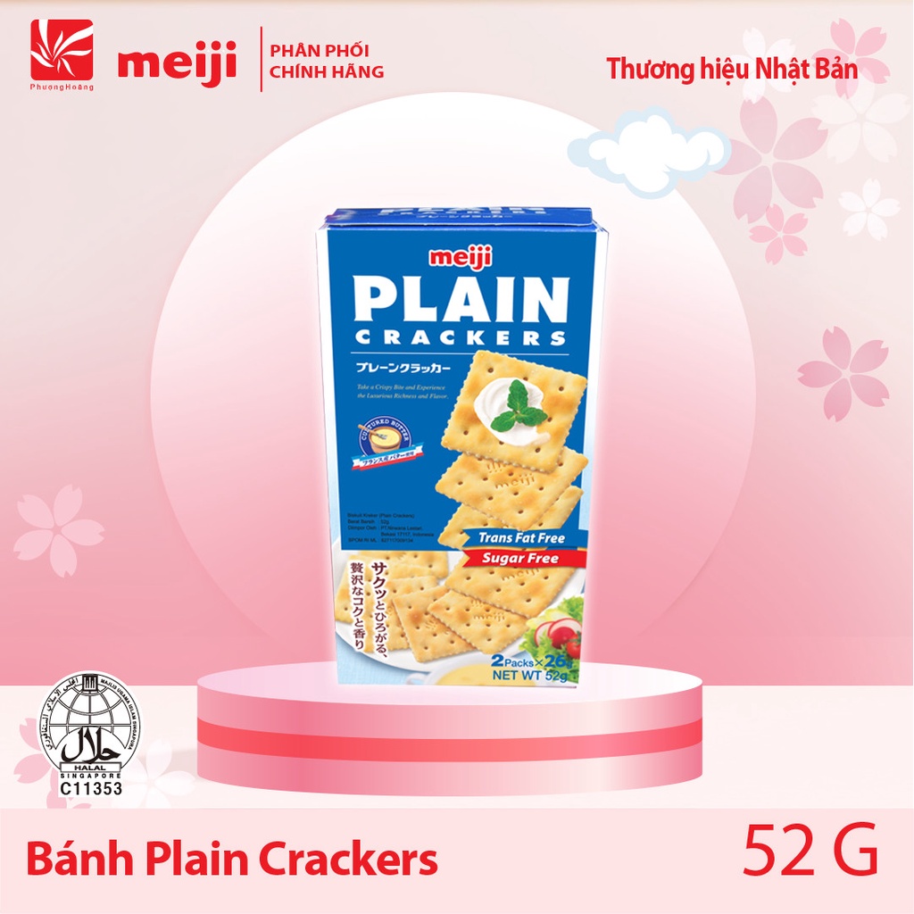 Bánh Quy Lạt Plain Vị Nguyên Bản/Vị Yến Mạch Meiji Cracker 52g/104g Nhật Bản