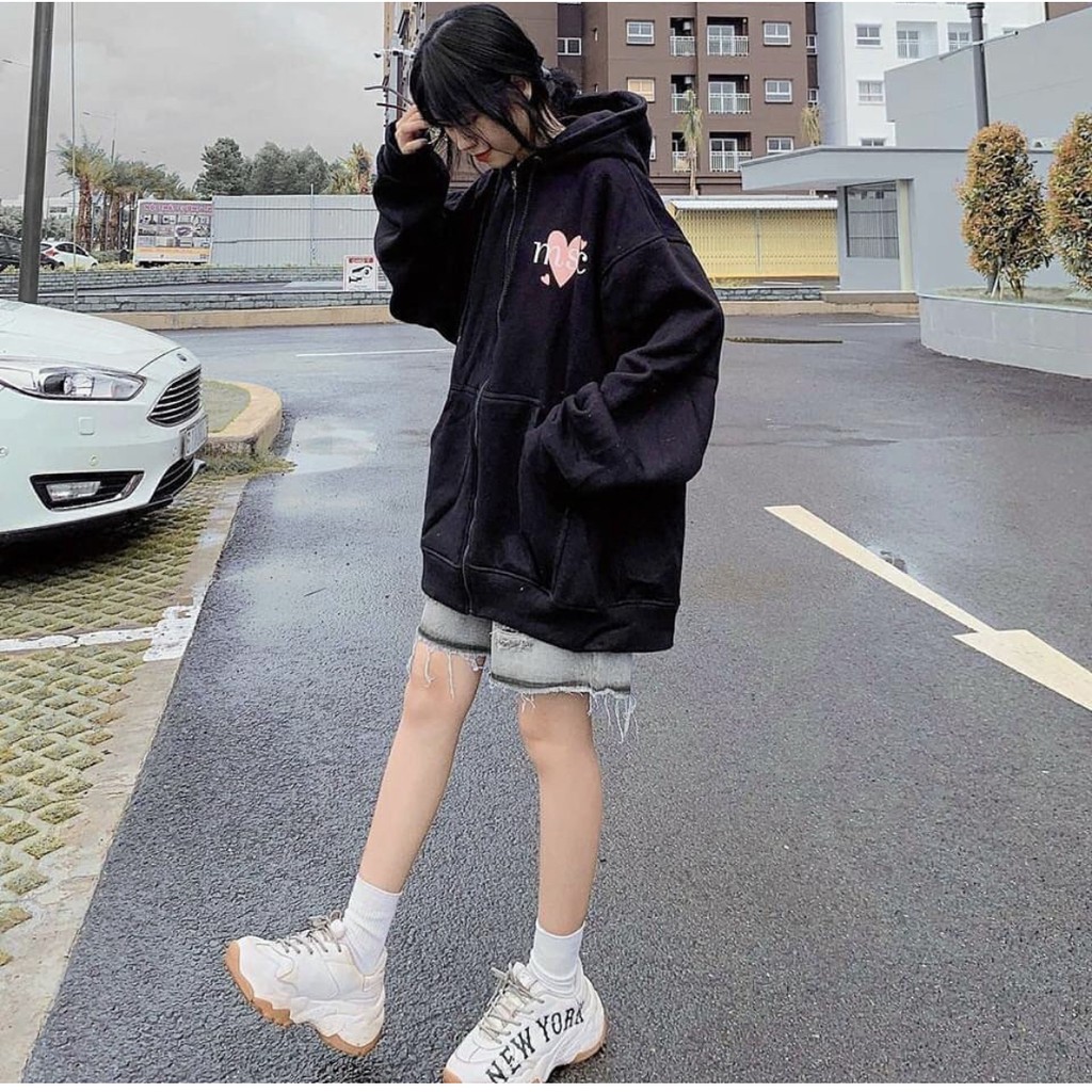 zip hoodie chữ hàn