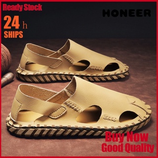 Giày sandal da thời trang mùa hè phong cách retro dành cho nam 2022