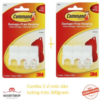 Combo 2 vỉ móc dán tường tròn 300gr Command 3M 17402(1vỉ /3 cái)