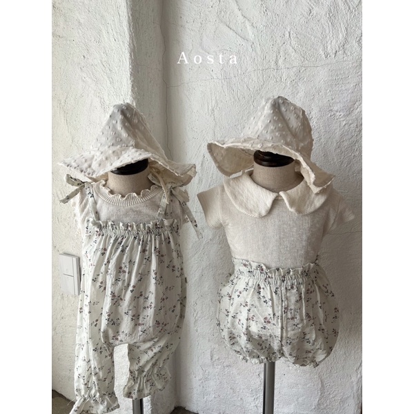 Áo cổ sen thun gân bé gái Aosta