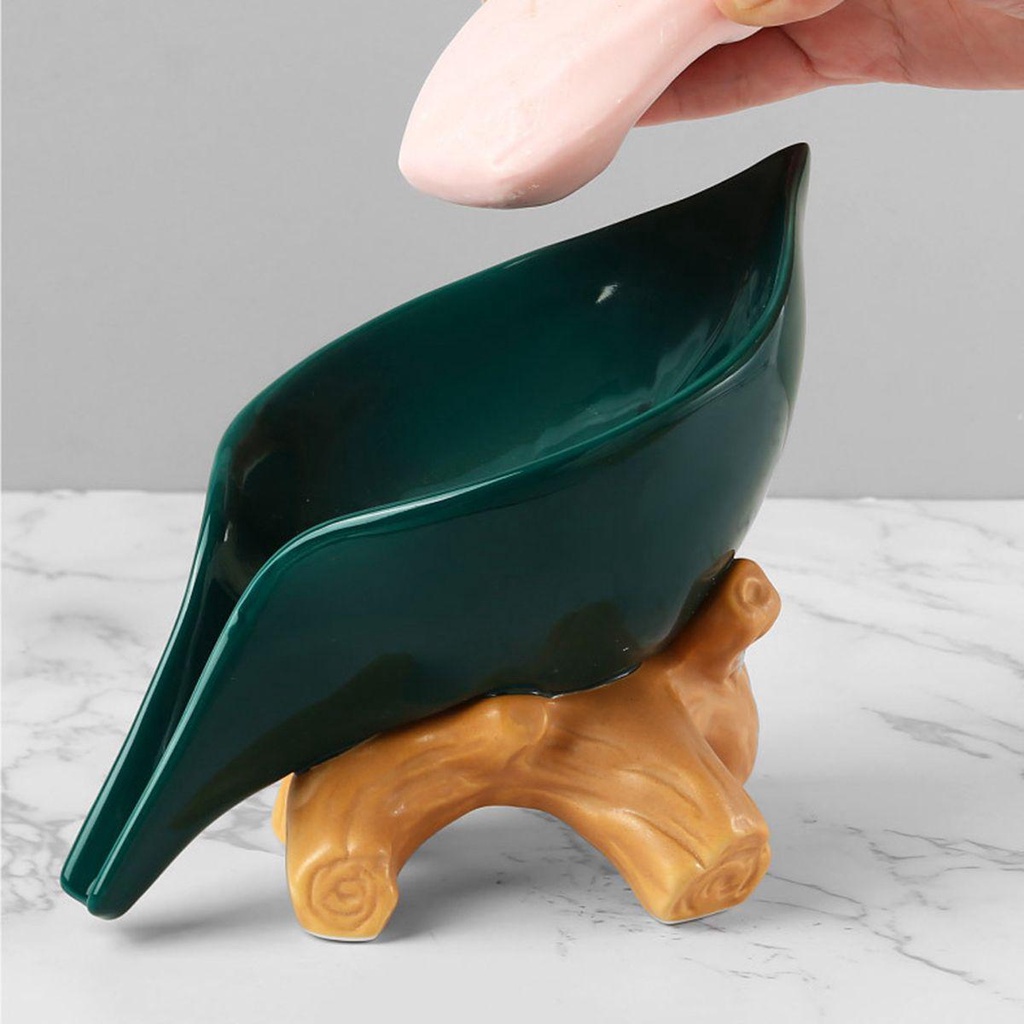 Khay Sứ Đựng Xà Phòng Hình Chiếc Lá Dễ Vệ Sinh