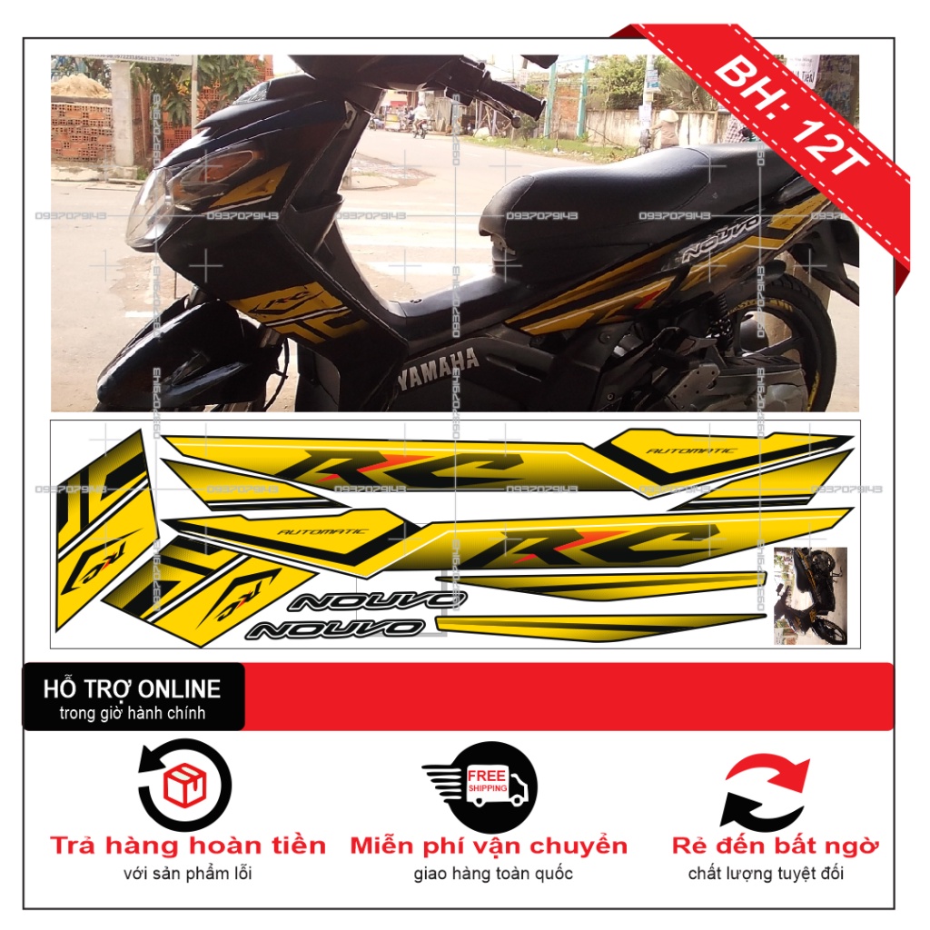 TEM XE NOUVO 2,3 RC VÀNG ĐEN -- SHIN DECAL 2