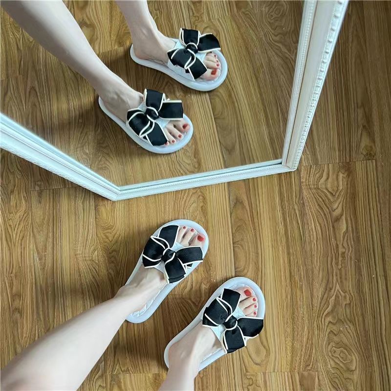 Dép Xỏ Ngón Đế Mềm Đính Nơ Thời Trang Mùa Hè Cho Nữ
