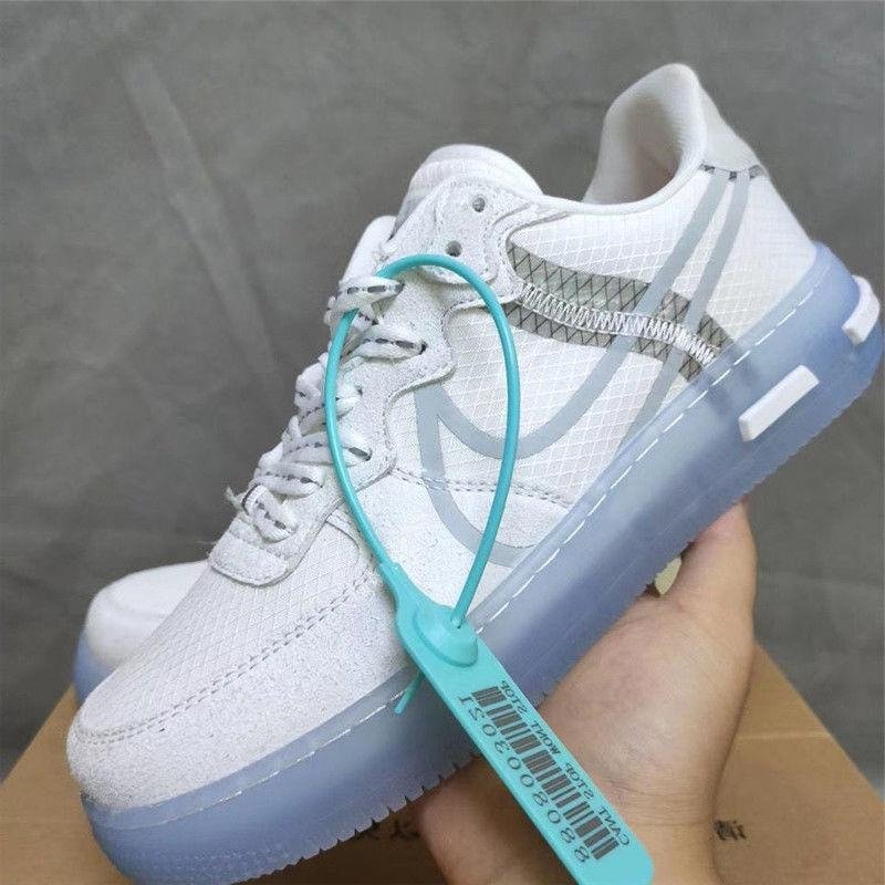 Giày thể thao nam  Giày thể thao nữ AF1 trắng đế phản quang - Giày AF1 trắng React White Ice Full Box